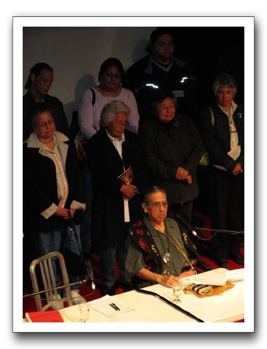 Irving Powless and Haudenosaunee audience members